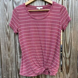 Nine Britton Women's Striped Knot Tee - Pink and White